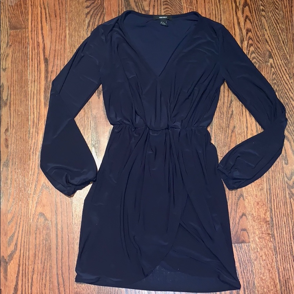 Navy jersey wrap dress